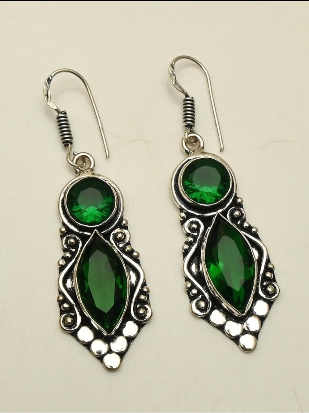 Green Quartz Gemstone Handmade Drop Dangle Earrings